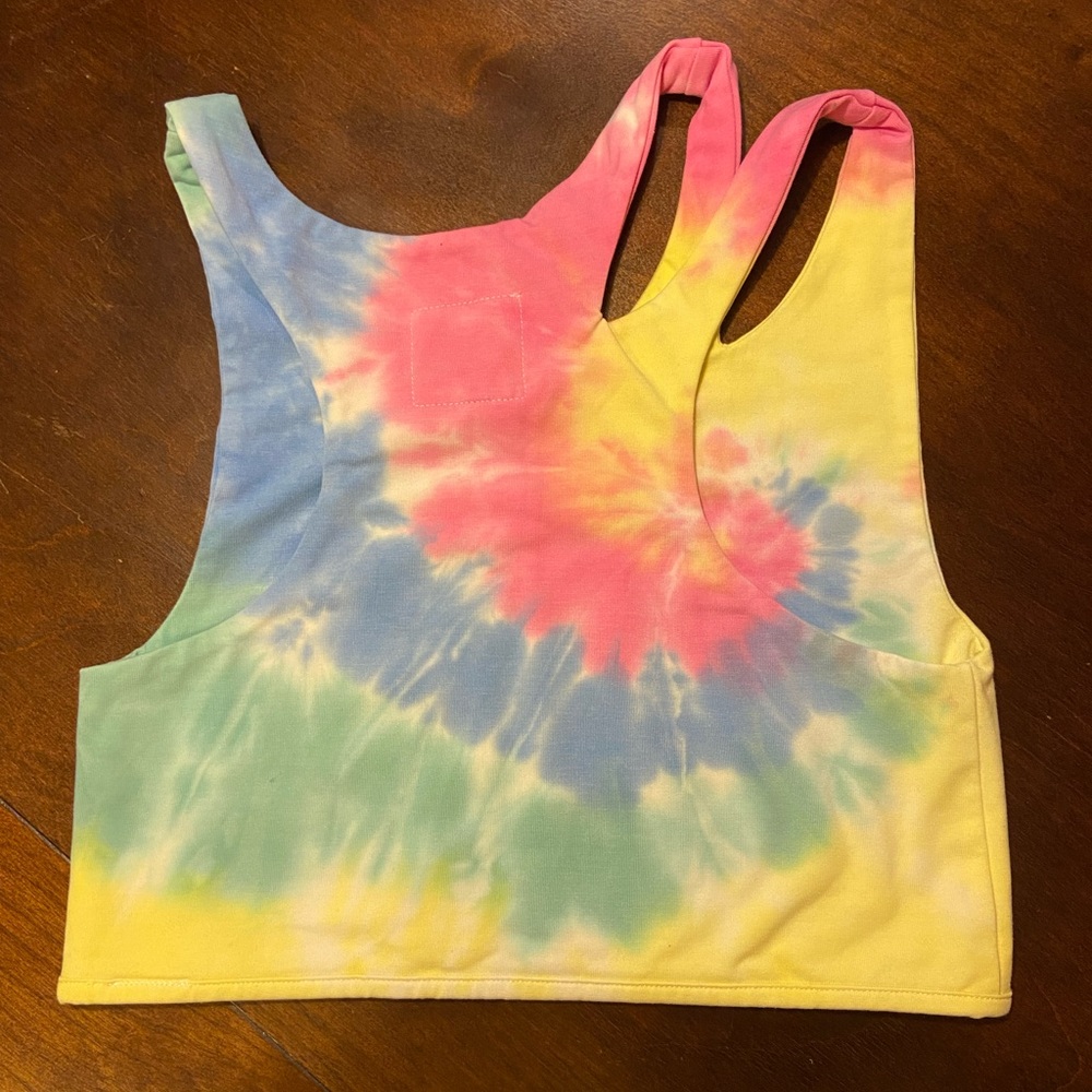 Asymmetrical tie dye sports bra/bralette